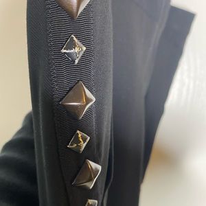 Black dress pants - semi tapered leg with metallic grommet piping on sides